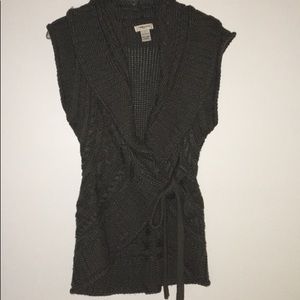 Chic Vertigo Olive Green Wrap Sweater Vest